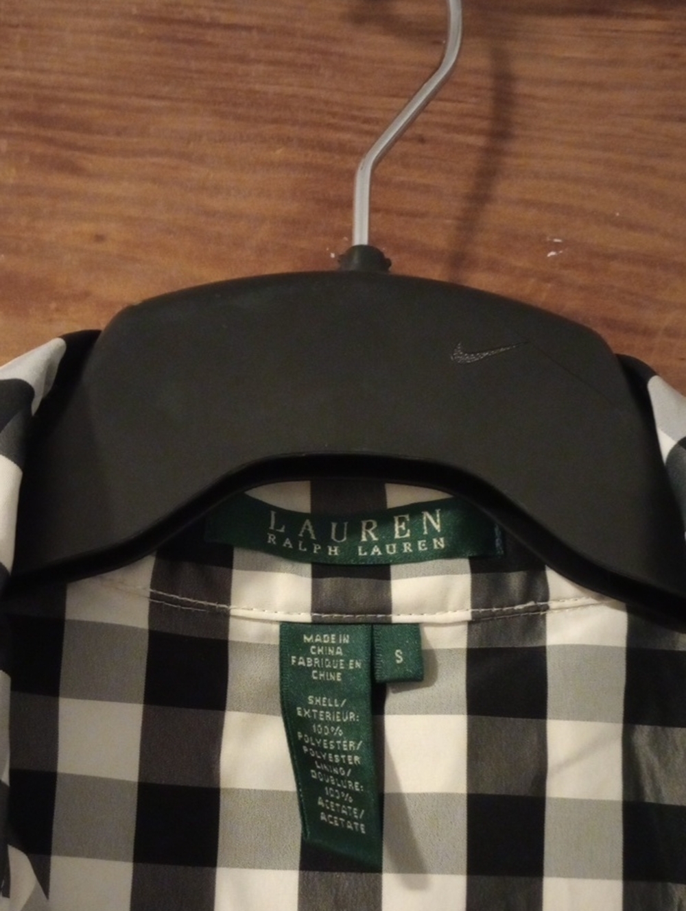 Ralph Lauren Black and White Gingham Double-Breasted Trench Style Rain Jacket - Picture 2 of 6